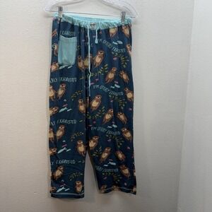 Lazy One Womens Pajama Pants Otters Otterly Exhausted Alaska Sz S Novelty Print